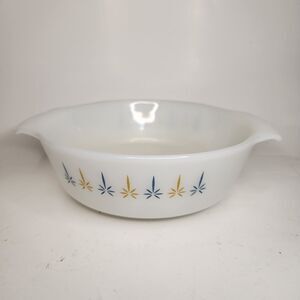 Vintage FIRE KING Candle Glow Atomic Star 7 5/8" Casserole Dish #436 One Quart
